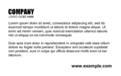 Basic Series 14 | Simple horizontal design for back layout with logo area, long text block, and website reference. #122348