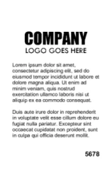 Basic Series 12 | Simple vertical design with large logo area, long text block, and reference number. #122349 Basic Series 12 | Simple vertical design with large logo area, long text block, and reference number. #122349