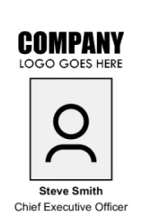 Basic Series 02 | Clean vertical badge design with a logo area and two customizable text fields, ideal for fast setup. #122488 Basic Series 02 | Clean vertical badge design with a logo area and two customizable text fields, ideal for fast setup. #122488