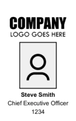 Basic Series 03 | Clean vertical badge design with a logo area and three customizable text fields, ideal for fast setup. #122489