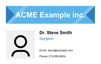 Classic hospital card design with organization name, full name, title, email and phone | #122427