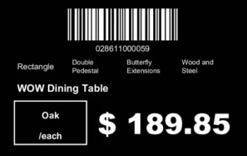 Classic supermarket price tag with features, price, barcode and product name | #122381 Classic supermarket price tag with features, price, barcode and product name | #122381