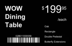 Clean price tag with product name price, four features and barcode | #122372 Clean price tag with product name price, four features and barcode | #122372
