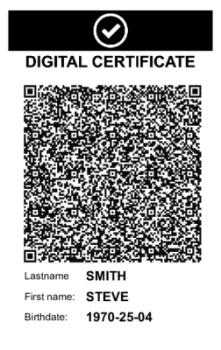 Custom compatible COVID Certificate with a large QR code | #122514 Custom compatible COVID Certificate with a large QR code | #122514