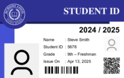 Education Series 01 | Clean horizontal design with photo, student details, barcode, QR code, and academic year #123637 Education Series 01 | Clean horizontal design with photo, student details, barcode, QR code, and academic year #123637