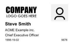 Employee ID Series 27 | Clean horizontal design with photo area, name, role, organization, ID number, and validity date. #122357 Employee ID Series 27 | Clean horizontal design with photo area, name, role, organization, ID number, and validity date. #122357