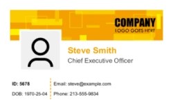 Employee ID Series 14 | Modern horizontal design with a graphic header, photo area, role details, contact fields, and clear identification layout. #122413 Employee ID Series 14 | Modern horizontal design with a graphic header, photo area, role details, contact fields, and clear identification layout. #122413