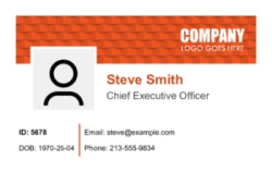 Employee ID Series 06 | Clean horizontal design with a patterned header, photo area, identity details, and contact fields. #122414