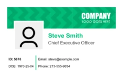 Employee ID Series 02 | Clean horizontal design with a patterned header, photo area, identity details, and clear contact fields. #122416 Employee ID Series 02 | Clean horizontal design with a patterned header, photo area, identity details, and clear contact fields. #122416