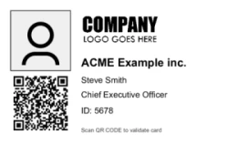 Employee ID Series 07 | Clean horizontal design with a photo area, role details, ID number, and a Checkpoint QR for validation. #122498 Employee ID Series 07 | Clean horizontal design with a photo area, role details, ID number, and a Checkpoint QR for validation. #122498
