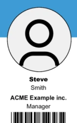 Employee ID Series 16 | Clean vertical design with photo placeholder, name, role, barcode, and color code background. #122346 Employee ID Series 16 | Clean vertical design with photo placeholder, name, role, barcode, and color code background. #122346