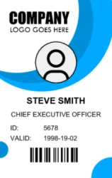 Employee ID Series 03 | Modern vertical design with circular accents, photo focus, identity details, and a barcode for fast verification. #122441 Employee ID Series 03 | Modern vertical design with circular accents, photo focus, identity details, and a barcode for fast verification. #122441