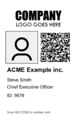 Employee ID Series 20 | Clean vertical design with photo area, identity details, QR code for Checkpoint validation, and role information. #122499 Employee ID Series 20 | Clean vertical design with photo area, identity details, QR code for Checkpoint validation, and role information. #122499