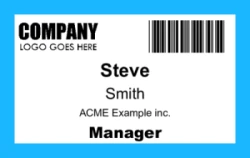 Event Series 03 | Modern horizontal design with a dynamic color code frame, barcode, role label, and attendee identity. #122359