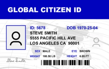Global citizen ID card with world map in background and bio information | #122430 Global citizen ID card with world map in background and bio information | #122430