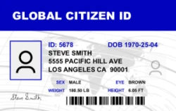 Global citizen ID card with world map in background and bio information | #122430 Global citizen ID card with world map in background and bio information | #122430