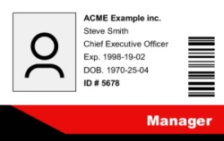 Government Series 03 | Classic horizontal design with a color-coded role bar, identity details, expiry date, and barcode. #122353 Government Series 03 | Classic horizontal design with a color-coded role bar, identity details, expiry date, and barcode. #122353