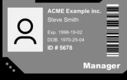 Government Series 02 | Classic horizontal design with an SVG background, high-contrast role label, identity details, and a barcode. #122412