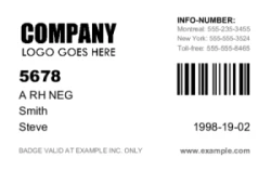 Healthcare Series 04 | Clean horizontal design with patient details, blood type display, expiry date, and a barcode for reference. #122358