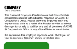 Healthcare Series 05 | Professional horizontal design for back layout with authorization text and QR code for Checkpoint validation. #122432 Healthcare Series 05 | Professional horizontal design for back layout with authorization text and QR code for Checkpoint validation. #122432