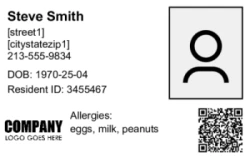 Healthcare Series 03 | Clean horizontal design with a photo area, personal details, allergy information, and a QR code for reference. #122457 Healthcare Series 03 | Clean horizontal design with a photo area, personal details, allergy information, and a QR code for reference. #122457