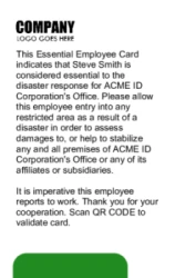 Healthcare Series 07 | Clean vertical design for back layout with authorization text and QR code for Checkpoint validation. #122434