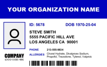 ID card with allergies information | #122856 ID card with allergies information | #122856