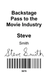 Minimalist portrait security tag with a large title, barcode, name, and signature panel | #122469