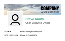 Miscellaneous Series 03 | Modern horizontal design with a customizable image header, photo area, identity details, and contact fields. #122445 Miscellaneous Series 03 | Modern horizontal design with a customizable image header, photo area, identity details, and contact fields. #122445