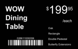 Retail Series 03 | Horizontal price tag highlighting large pricing, product name, features, and barcode for retail use. #122372 Retail Series 03 | Horizontal price tag highlighting large pricing, product name, features, and barcode for retail use. #122372