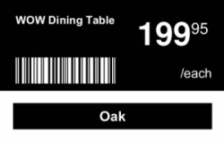 Retail Series 13 | Horizontal flash price tag with barcode, product name, large pricing, and a high-contrast detail band. #122382 Retail Series 13 | Horizontal flash price tag with barcode, product name, large pricing, and a high-contrast detail band. #122382