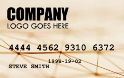 Retail Series 18 | Modern horizontal design with branded background, reference number, expiry date, and customer name. #122446 Retail Series 18 | Modern horizontal design with branded background, reference number, expiry date, and customer name. #122446