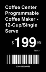 Retail Series 10 | Vertical minimalist price tag with product name, barcode, and large pricing for compact retail displays. #122376 Retail Series 10 | Vertical minimalist price tag with product name, barcode, and large pricing for compact retail displays. #122376
