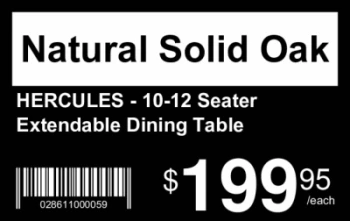 Sharp price tag with big high contrast feature, product name, barcode and large price | #122375 Sharp price tag with big high contrast feature, product name, barcode and large price | #122375