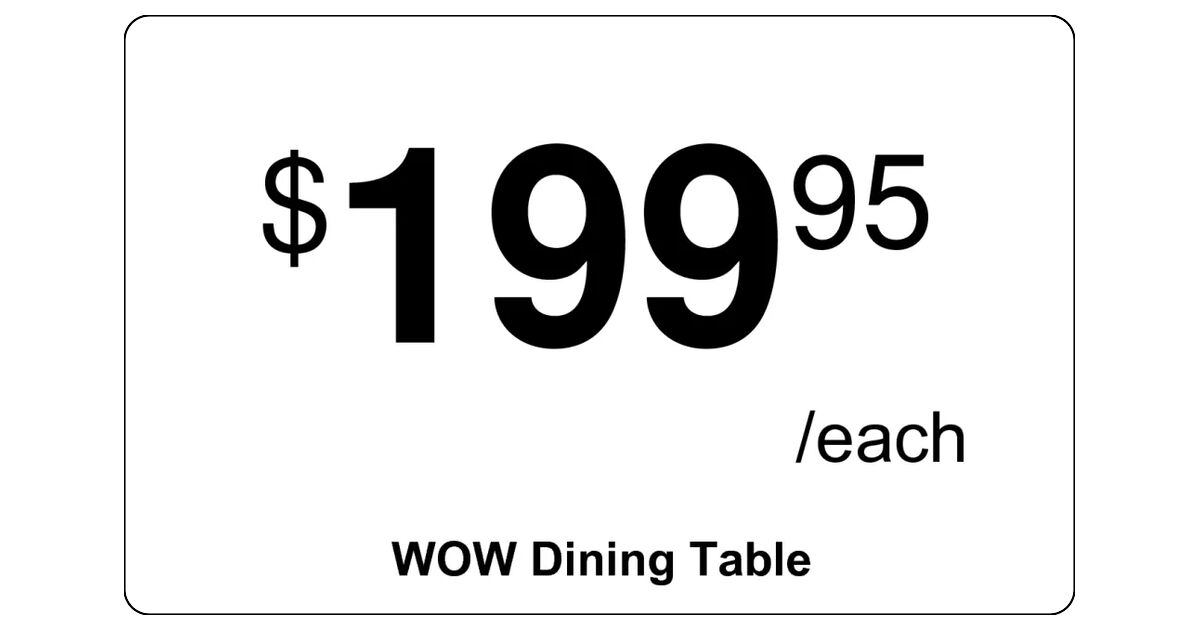 Simple price tag for grocery store with big price and product name at ...