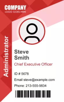 Simple red graphic ID card for organization access or business card | #122422